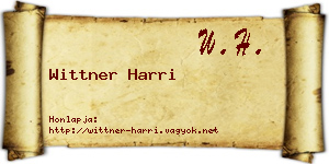 Wittner Harri névjegykártya